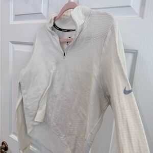 Nike White Textured Quarter-Zip Pullover